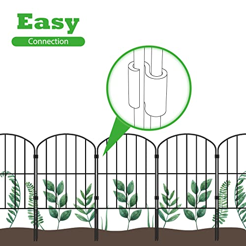 OUSHENG 25 Panels Metal Garden Fence 27ft x 24in - Rustproof Decorative Wire Fencing for Outdoor Yard, Flower Bed, Patio | Arched Animal Barrier & Landscape Edging (Black) - size: 27' (L) x 24'' (H)