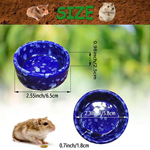 kathson 2 Pcs Hamster Food Bowl Guinea Pig Ceramic Water Bowl Small Animal Feeding Dish for Dwarf Hamster Gerbil Syrian Ferret Hedgehog Chinchilla Bunny (Navy)… - color: Navy