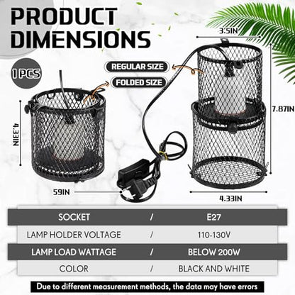 VIHOSE 1 Pcs Retractable Reptile Heat Lamp Holder Reptile Anti Scald Lampshade Ceramic Heat Emitter Heating Lamp Shade with Switch for Pet Amphibian Snakes Lizards Turtle Frogs Chicks, Without Bulb - color: White