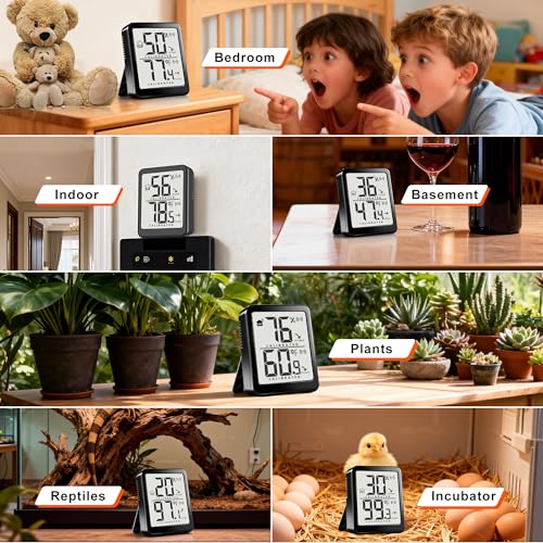 Antonki 2 Pack Room Thermometer Small Hygrometer Indoor Humidity Monitor Sensor, Digital Temperature and Humidity Meter Gauge for Home, Baby Nursery, Reptile, Greenhouse - Battery Included