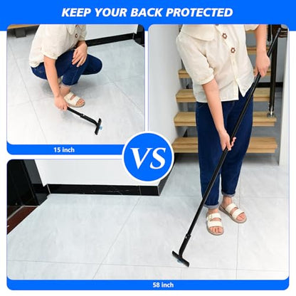 EHDIS Adjustable Razor Blade Scraper, 15''-58'' Long Handle 6" Blade Scraper Tool with 20 Double-Edge Blades for Cleaning Paint, Caulk, Adhesive,Painting Stripping Tools, Tile, Floors, Walls