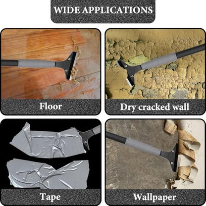 Floor Scraper Long Handle, Heavy duty floor scraper tool 16-47" made of stainless steel stronger with 5PCS extra 4Inch razor blade scraper tool is oil stains rust removal wallpaper cleaning tools. - size: 47 inch