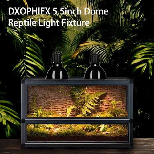 DXOPHIEX 5.5 inch Dome Reptile Light Fixture Reptile Heat Lamp UVB Light Fixture for Bearded Dragon, Lizard, Hermit Crab, Turtle Tank and Terrarium（Max 100W） - size: 5.5inch shallow dome