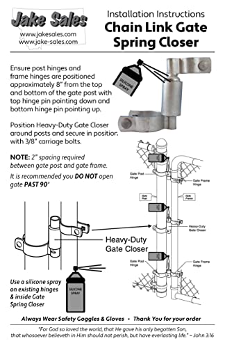 Chain Link Gate Spring Closer for 1-7/8" OD Gate Post and 1-3/8" OD Gate Frame - Self Closing Gate Spring Closer - Gate Closer Includes Bolts - Econ 2 Pack - size: 1-3/8" X 1-7/8" 2 Pack