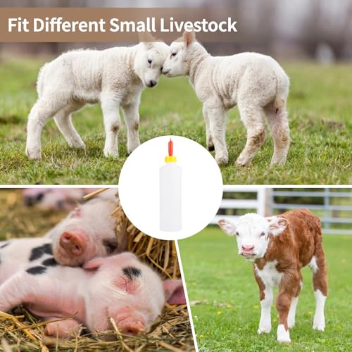 10pcs Large Goat & Lamb Nursing Bottles with Nipples, Leak-Proof Plastic Milk Feeding Bottles for Sheep, Pigs & Outdoor Animal Feeding