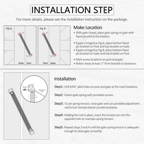11-1/2" Gate Spring Self Closing, Heavy Duty Black Door Closer Spring, Adjustable Tensioner Automatic Outdoor Gate Closure, Gate Spring Hardware for Wooden and Vinyl Fence, 1 Pack - size: 11-1/2 Inch