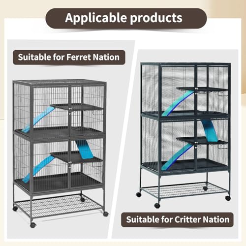 YKD Aluminum Alloy Scatter Guard for Ferret Nation & Critter Nation Cages | Urine Guard Easy Install Poop Guard to Contain Mess, Keep Floor Clean for Chinchillas, Rats (Black, Single Layer Set)