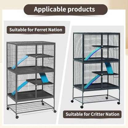 YKD Aluminum Alloy Scatter Guard for Ferret Nation & Critter Nation Cages | Urine Guard Easy Install Poop Guard to Contain Mess, Keep Floor Clean for Chinchillas, Rats (Black, Single Layer Set)