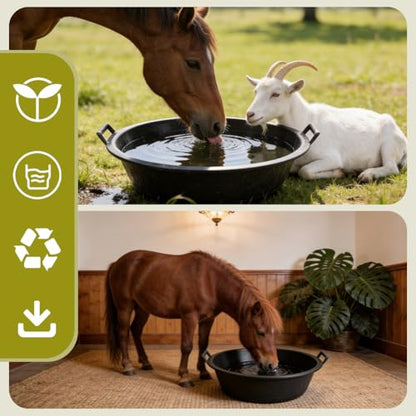 6Pcs Large Rubber Feeder Pan, 3 Gallon Horse Feed Bucket Water Bowl, Heavy Duty Horses Feed Bucket Dog Bowl Horse Feeder Pan for Cats Dogs Goats Chicken Dust Bath Container Farm Animal Feeding