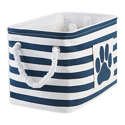 Bone Dry Pet Storage Collection Striped Paw Patch Bin, Small Rectangle, Navy - color: Navy, size: Small Rectangle