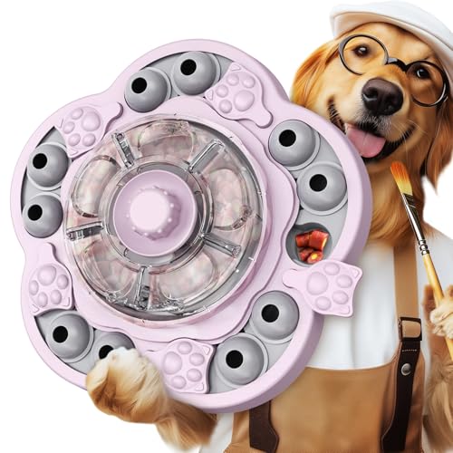 KADTC Dog Puzzle Toy, 3 Levels of Step-by-Step Challenge, Spin-to-Release Treat Dispenser, Slow Feeder & Mental Stimulation Enrichment Toy for Small Medium Large Dogs - color: Pink