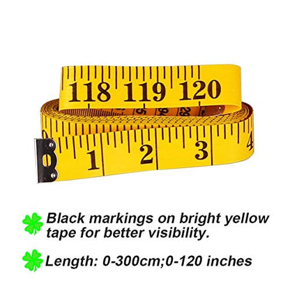 120 Inches/300cm Soft Tape Measure, Pocket Measuring Tape for Sewing Tailor Cloth Body Measurement, Yellow 2-Pack - size: 2-pack