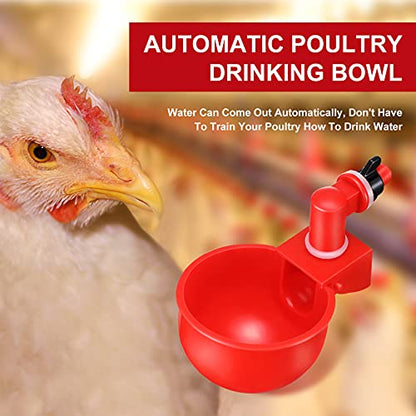 Patelai Chicken Water Cups, Chicken Waterer Cups Summer Water Feeder Cup 3/8 Inch Thread Automatic Filling Waterer Poultry Drinking Bowl for Duck Turkey Bunny(Red,6 Pieces) - color: Red