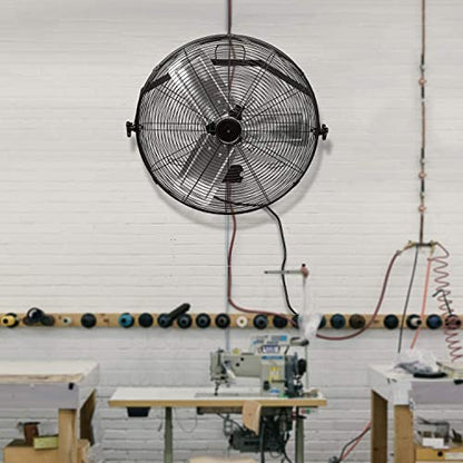 Simple Deluxe 24 Inch Industrial Wall Mount Fan, 3 Speed Metal Fan for Warehouse, Greenhouse, Workshop, Patio, Factory and Basement, Black - size: 24 Inch
