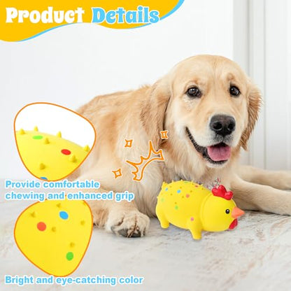 Squeaky Pig Dog Toys, Rubber Pig Dog Toys for Small, Medium & Large Dogs, Durable Interactive Latex Squeaky Chew Toys - color: Yellow