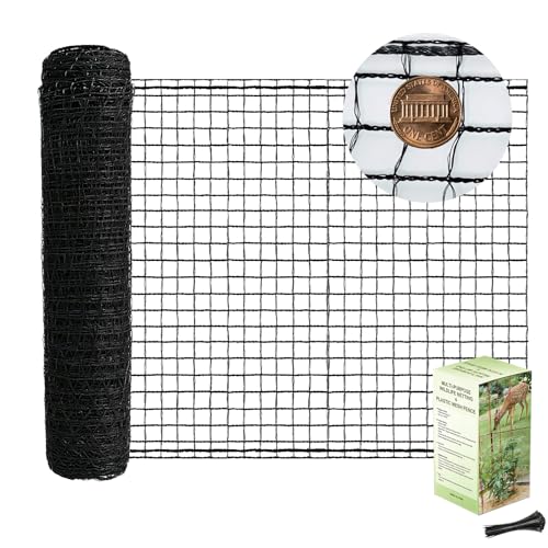 5x100ft Deer Fence Netting, Plastic Mesh Fence Heavy Duty Garden Fence Animal Barrier Garden Netting for Plants Fruit Trees Vegetables Against Deer, Birds, Rabbits, Chickens and Other Animals, Black - color: Black, size: 5x100ft