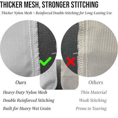 2 Pack BIAB Brewing Bag, 18" x 16", 250 Micron Reusable Fine Mesh Brew Bags with Reinforced Stitching & Drawstring, Heavy Duty Nylon Straining Bag for All Grain Home Brewing - size: 2Pack 18" X 16"