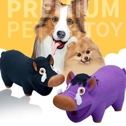 Latex Wild Boar Squeaky Dog Toy, 18x7cm Durable Chew Toy for Medium and Large Dogs, Funny Animal Sound for Stress Relief and Oral Care (Purple)