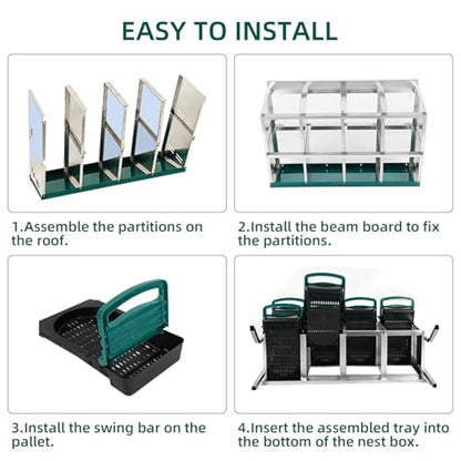 Chicken Nesting Box, 8 Compartment Roll Away Egg Laying Box for Hens, Wall Mounted & Freestanding (2 Modes of Use), Easy Egg Collection, Cleanable Pull Out Nesting Box, Grn, WL - color: Green, size: 8 - Slot - With Legs