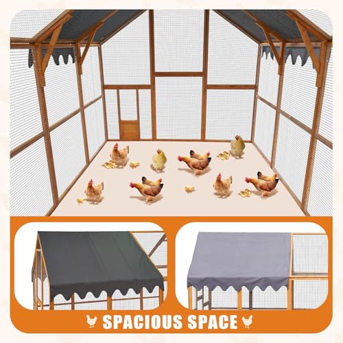 Endark 110'' Large Walk-in Chicken Coop with Waterproof Roof — Spacious Outdoor Enclosure, Pet Playpen, and Farm Poultry Cage Featuring Durable Wooden Construction and Rain Protection (Brown) - color: Brown