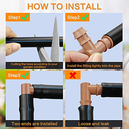 21-Pack Drip Irrigation Universal Barbed Elbow Fitting, Barbed Connectors for 1/2" Drip Tubing - size: 21P-Elbow