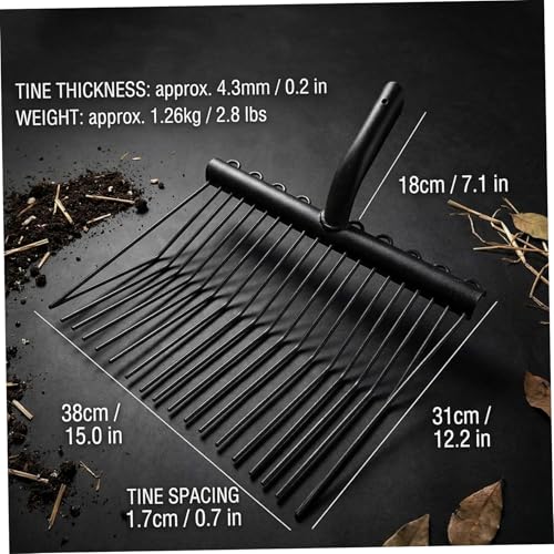 Manure Fork Replacement Head, Heavy Duty Manganese Steel Pitchfork Head with Ergonomic Handle for Stable, Garden, Farm Use