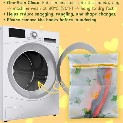 Sugar Glider Hanging Climbing Enrichment Toy, Colorful Hanging Climbing Exercise Toys and Laundry Bag, Swing Rope Enrichment, Sugar Glider Cage Accessories for Ferret Hamster Squirrel (Laundry Bag)