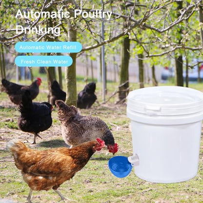 Chicken Waterer Cups, 8 Packs Blue Large Chicken Watering Cups, Automatic Chicken Water Cups, Tee Fittings Poultry Feeder Cups Suitable for Chicken, Duck, Goose, Turkey with Mounting Hole Opener - color: blue