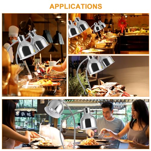 Stainless Steel Food Warmer Lamp Heat Lamp with Bulbs for Food Heating Lamp Commercial Food Buffet Warmer Lamp Restaurant Food Service - color: Silver