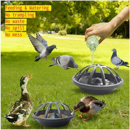 4PCS Chicken Feeder No Waste No Spill No Mess，Poultry Feeder and Waterer Set，12 Hole for Poultry ，Poultry Feeding troughs for Farms, Chickens, Ducks, Geese, Quails, Pigeons