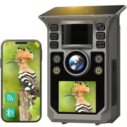 Trail Camera Full Color 6K 64MP Solar WiFi Game Hunting Camera with Night Vision,Built-in 7500mAh Battery, IP67 Waterproof, Thermal Sensitivity Activated Field Camera