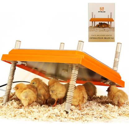 Brooder Heater for Chicks Height Adjustable: Heating Plate with Easy- Cleaning Plate Poultry Coop Warmer 10" x 10" for 15 Chicks - color: Orange-10x10