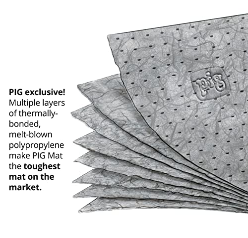 PIG Mat | Oil Absorbent Mat | 15" W x 20" L | Lightweight Pads | Absorbs Up to 14 oz per pad | 200 | MAT135 - size: 200 Count