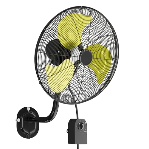 Uthfy 16" Wall Mount Fan,5200CFM High Velocity Wall Fan with 3-Speed,Outdoor Heavy Duty Industrial Oscillating Fan,Ideal for Patio,Garage,Shop,Warehouse,Factory,Greenhouse,Commercial,Porch,Indoor - size: 16 Inch