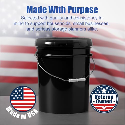 ePackageSupply 5 Gallon Bucket - Food Grade w/Lid BPA-Free, 1 Pack - Black | Airtight Gasketed Tear Strip Lid, Heavy-Duty 90 Mil HDPE Plastic Pail, Bulk Storage, Food Safe Durable Container, Made in USA - color: Black, size: 1 Pack