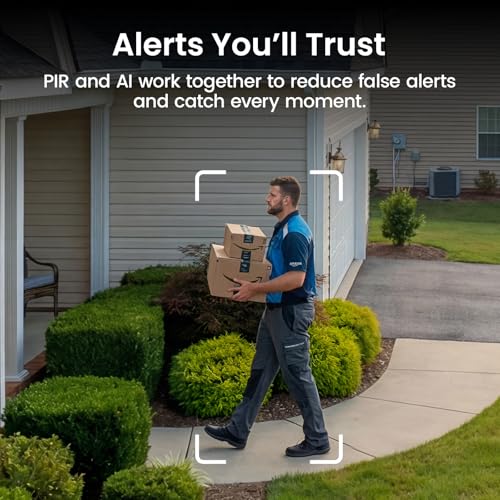 aosu Wireless Outdoor Security Camera Kit with aosuBase Local Storage, 2K with 6X Zoom, 4-View Live, Cross-Camera Person Timeline, PIR + AI Human Detection, Color Night Vision, 4-Cam-Kit