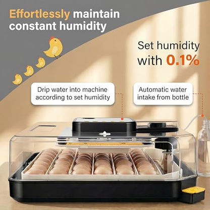 Sailnovo 48 Egg Incubator for Hatching Eggs with Precise Temp & Humidity Control,Auto Egg Turning, 360°Viewing, Egg Candler,Incubator for Chicken Eggs/Duck/Quail/Turkey,Ideal for Farm/School/Lab,Grey
