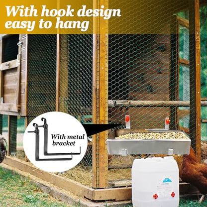2 Pack Multifunctional Chicken Feeder, Hanging Chicken Feed Trough, Stainless Steel Trough, Chicken Feeder and Waterer Set, for Poultry Livestock. (50 * 11 * 4.5cm)