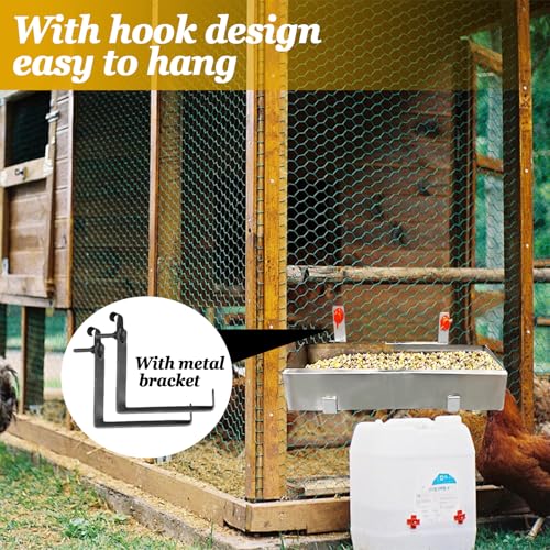 2 Pack Multifunctional Chicken Feeder, Hanging Chicken Feed Trough, Stainless Steel Trough, Chicken Feeder and Waterer Set, for Poultry Livestock. (40 * 11 * 7cm)