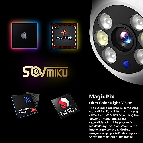 Sovmiku CA3 AI Auto Tracking Mini 2K Security Camera Wireless Outdoor, Two-Way Audio, Easy to Setup, 9.8Ft Power Cable,360° View, Color Night Vision, Audible Flashlight Alarm, 180 Days Exchange Policy