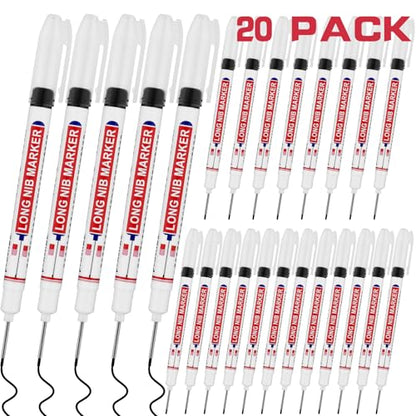 20 PCS Long Head Deep Hole Marker Pens,20mm Long Nib Marker,Longs Nose Markers,Waterproof Construction Markers Marking Tool,Permanent Markers Carpenter Ink marker Pens,Metal marking Pens,Black - color: 20PCS-20MM Black
