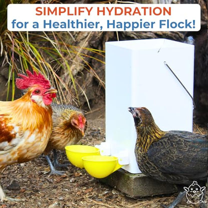 Lil'Clucker - Large Automatic Chicken Waterer Cups Suitable for Ducks, Geese, Turkeys, and Bunny Rabbit - Water Feeder Kit - Poultry Waterer (Yellow, 12 Pack) - color: Yellow, size: 12 Pack