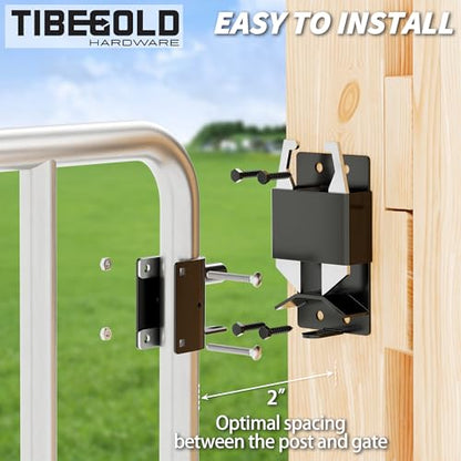 2 Way Gate Latch, Heavy Duty Two Way Farm Gate Latch, Black Anti-Sag Fence Gate Latch, Lockable Gravity Latch Gate Hardware for Fences, Metal Gates, Farm, Horse Corrals, Ranches, 1 Pack