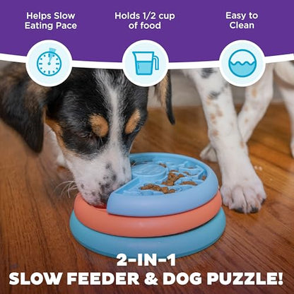 Outward Hound by Nina Ottosson Lickin’ Layers Small 3-in-1 Dog Puzzle Feeder, Lick Mat & Slow Bowl – Puppy Enrichment Toy for Small Dogs, Dishwasher Safe - color: Puppy Lickin' Layers (Blue, Green, Orange)