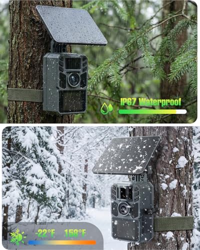 Trail Camera 4K 64MP with 5000mAh Rechargeable Battery 64GB Micro Memory Card IP67 Waterproof, Night Vision, Motion Activated, Solar Powered Wildlife Hunting Camera Outdoor