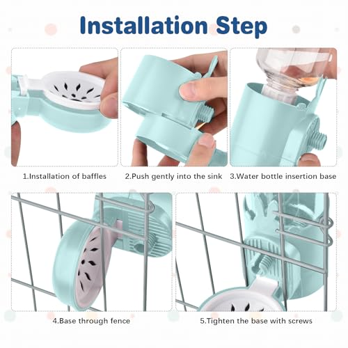 kathson Rabbit Water Dispenser for Cage 17 Oz Hanging Guinea Pig Water Bottle No Drip Gravity Automatic Bunny Water Bottle No Leak Small Animal Water Bottle for Chinchilla Ferret Hamster(Light Blue) - color: Light Blue