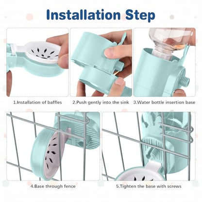 kathson Rabbit Water Dispenser for Cage 17 Oz Hanging Guinea Pig Water Bottle No Drip Gravity Automatic Bunny Water Bottle No Leak Small Animal Water Bottle for Chinchilla Ferret Hamster(Light Blue) - color: Light Blue
