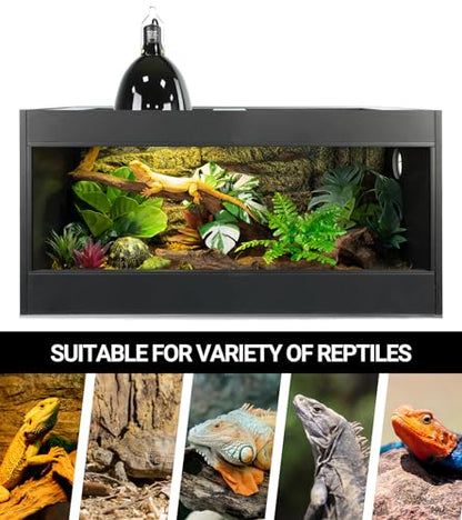 REPTI ZOO Lighting Combo Kit 160W Reptile Heat Lamp UVA UVB Bulbs for Reptiles and 8.5 Inch Reptile Light Fixture Dome Lamp Fixture Dome Light with Timer Tortoises/Snakes/Lizards/Bearded Dragons