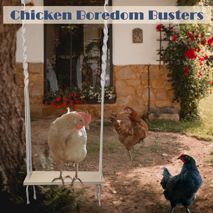 Chicken Swing Toy for Large Chicken Coop, Chicken Enrichment Toy for Hens and Roosters, Natural Wooden Handmade Chicken Coop Accessories, Ideal Gift for Chicken Owners and Chicken Lovers