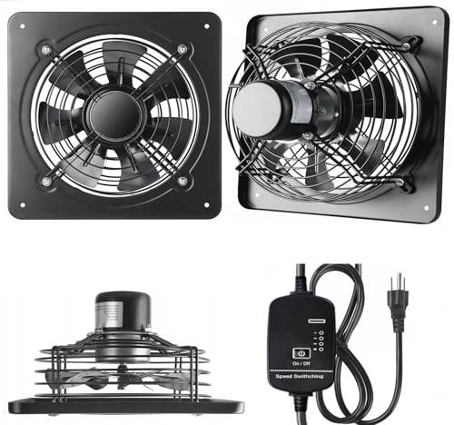 12 Inch Wall Window Exhaust Fan Wall Mounted Ventilation 720 CFM Basement Extractor Fan Industrial Fan for Home Garage Office Commercial Use (12 Inch+Speed Control)